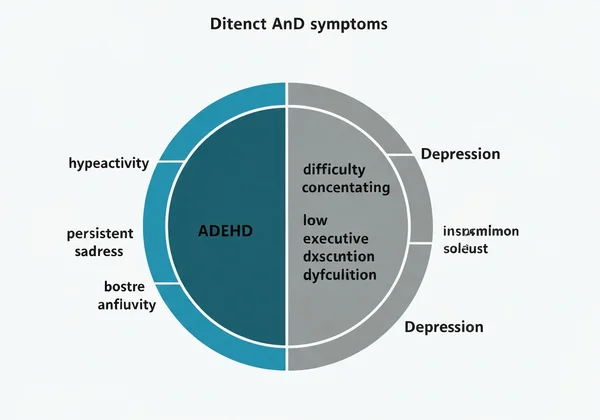 Diagram showing ADHD vs. depression symptom differences
