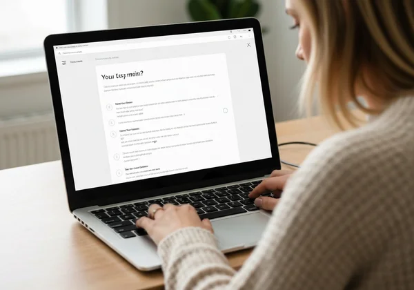 Person completing an online mental health assessment