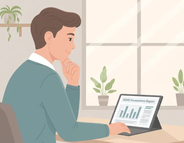 Adult reviewing ADHD assessment results
